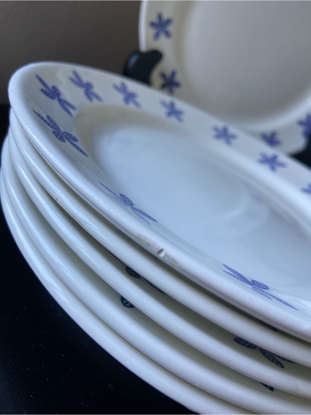 IKEA Blue Flowers White 8” Set Of 6 Salad Plates 17277 Ceramic Russia Vintage - Picture 3 of 4